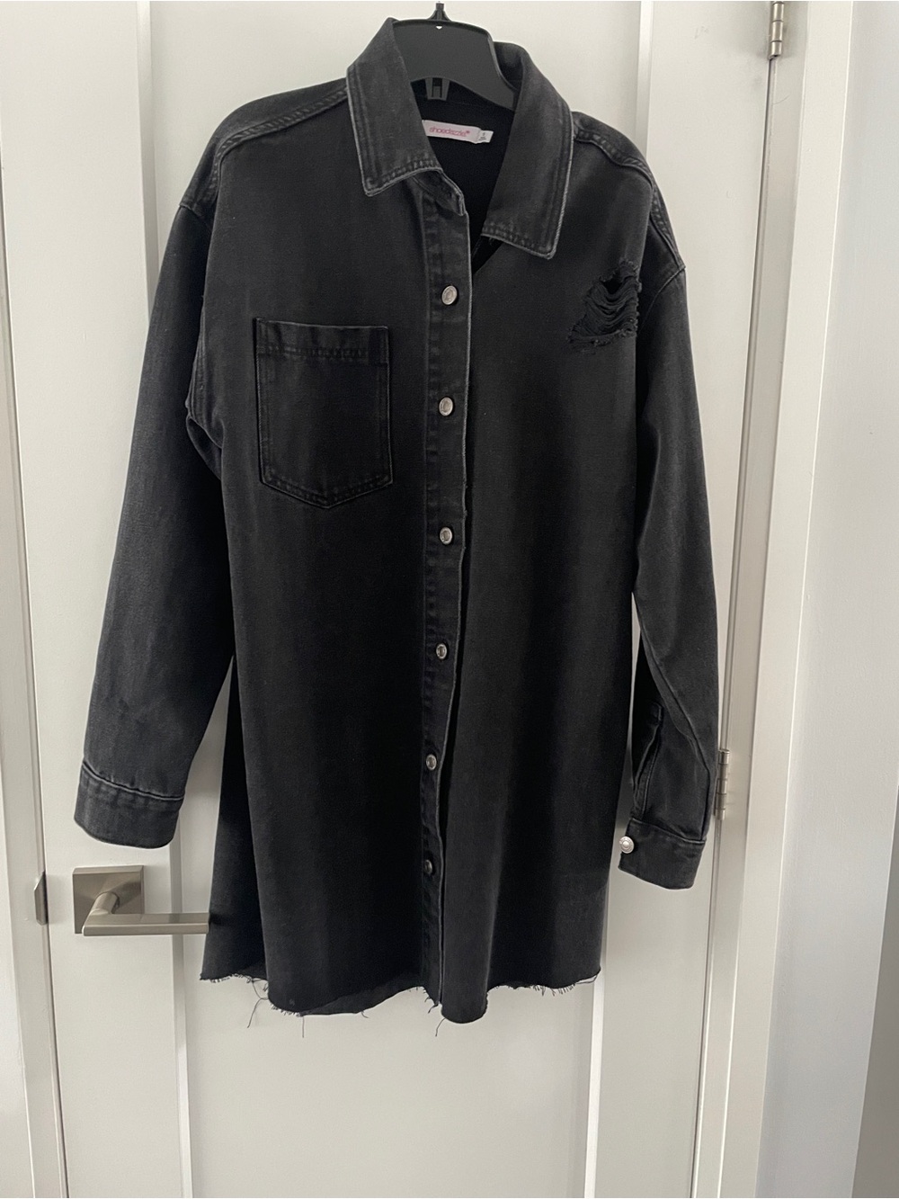 Women’s Black Distressed Oversized Denim Jacket